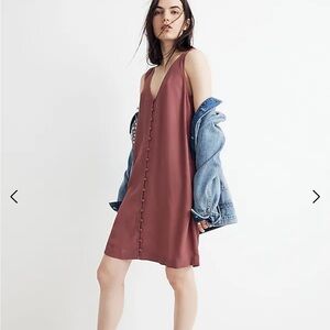 Madewell Heather Button-Front Dress in Autumn Berry Size 2X GUC Small flaw T0792
